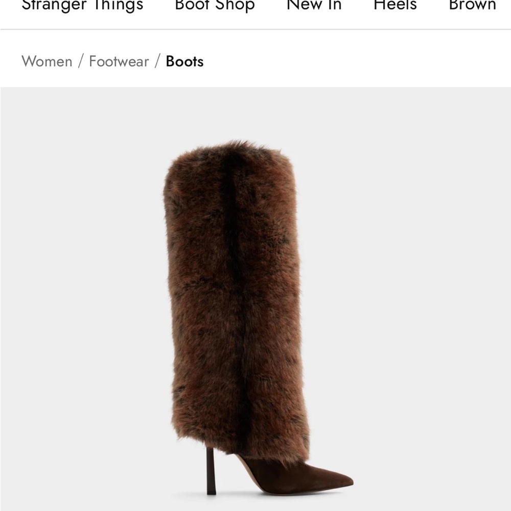 Aldo Brown Fur Heeled Boots